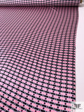 Geometric Fence Printed Silk Charmeuse - Soft Pink / Pink / Icy Sky / Black