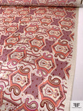 Decorative Printed Silk Charmeuse - Dusty Rose / Coral / Brick / Cream