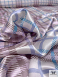 Plaid Printed Silk Charmeuse - Periwinkle / Lilac / Brown Mauve / Light Ivory