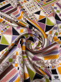 Geometric Hieroglyphic Printed Silk Charmeuse - Multicolor