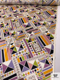 Geometric Hieroglyphic Printed Silk Charmeuse - Multicolor