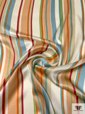Vertical Multi-Size Striped Printed Silk Charmeuse - Multicolor