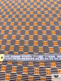 Geometric Field Printed Silk Crepe de Chine - Turmeric / Navy  / Beige