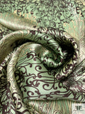 Tentacle Landscape Printed Silk Charmeuse - Pistachio Green / Cream / Brown