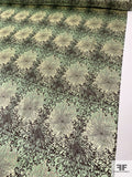 Tentacle Landscape Printed Silk Charmeuse - Pistachio Green / Cream / Brown