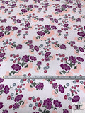 Floral Printed Silk Charmeuse - Purple / Boysenberry / Blush / Grey