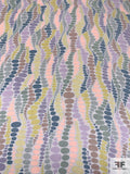 Oval Wavy Striations Printed Silk Charmeuse - Multicolor Pastels