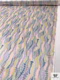 Oval Wavy Striations Printed Silk Charmeuse - Multicolor Pastels