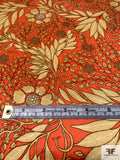 Leaf Bundles Printed Silk Charmeuse - Orange-Coral / Khaki / Brown