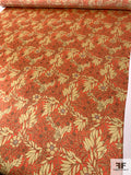 Leaf Bundles Printed Silk Charmeuse - Orange-Coral / Khaki / Brown