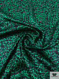 Reptile Printed Silk Charmeuse - Emerald Green / Black