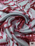 Butterfly Tie-Dye Printed Silk Charmeuse - Burgundy / Pink / Icy MInt