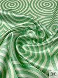 Hypnotic Circles Printed Silk Charmeuse - Pistachio Green / Seafoam