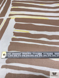 Book Binding Silhouette Printed Silk Charmeuse - Ash Brown / Yellow / Off-White