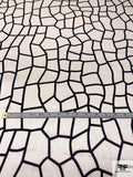 Cracked Concrete Printed Silk Charmeuse - Off-White / Black