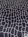 Cracked Concrete Printed Silk Charmeuse - Black / Off-White