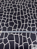 Cracked Concrete Printed Silk Charmeuse - Black / Off-White