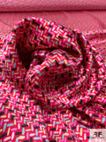 Ditsy Broken Chevron Printed Silk Charmeuse - Red / Hot Pink / Turquoise / Black / Yellow