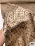 Floral Sketch and Dotted Printed Silk Charmeuse - Beige / Brown