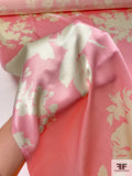 Floral Bouquet Silhouette Printed  Silk Charmeuse - Baby Pink / Cream