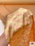 Art Deco Shields Printed Silk Charmeuse - Peach / Macaroon Yellow