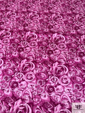 Field of Rosettes Printed Silk Charmeuse - Warm Purple / Light Pink