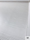 Boxy Basketweave Matte-Side Printed Stretch Silk Charmeuse - Grey / Off-White