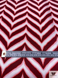 Wavy Chevron Printed Silk Charmeuse - Cherry Red / Light Pink / White