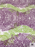 Wild Garden Pillars Printed Silk Charmeuse - Purple / Lime Green / Off-White