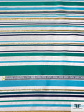 Metallic and Satin Striped Silk Organza - Jade / Gold / Aqua Blue / Navy / White