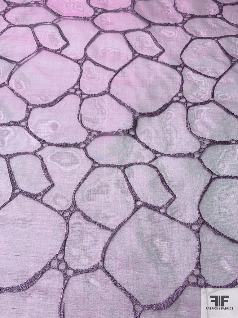 Purple Wine Embroidered Organza Silk 143 Fabric