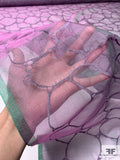 Rock-Inspired Embroidered Silk Organza - Iridescent Purple