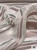 Metallic and Satin Striped Silk Organza - Taupe / Silver / White