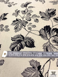 Vintage-Look Leaf Printed Silk Shantung - Ivory / Black