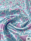 Triangle Mosaic Printed Fine Silk Twill - Sky Blue / Light Violet
