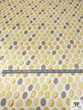 Painterly Circles Printed Heavy Silk Charmeuse - Yellow / Taupe / Ivory
