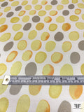 Painterly Circles Printed Heavy Silk Charmeuse - Yellow / Taupe / Ivory