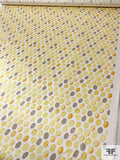 Painterly Circles Printed Heavy Silk Charmeuse - Yellow / Taupe / Ivory