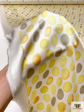 Painterly Circles Printed Heavy Silk Charmeuse - Yellow / Taupe / Ivory