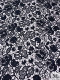 Marchesa Floral Guipure Lace with Chording - Dark Navy