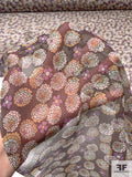 Floral Clusters Printed Silk Chiffon - Eggplant / Seafoam / Purple / Tan / Off-White