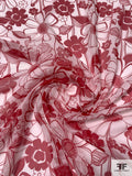Floral Printed Silk Chiffon - Red / Off-White
