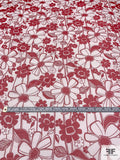 Floral Printed Silk Chiffon - Red / Off-White