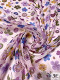 Jovial Butterfly and Floral Printed Silk Chiffon - Purples / Blue / Army Green / Ochre / Blush Pink