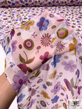 Jovial Butterfly and Floral Printed Silk Chiffon - Purples / Blue / Army Green / Ochre / Blush Pink