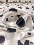 Circles Printed Silk Charmeuse - Off-White / Black