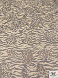 Animal Pattern Printed Silk Chiffon - Cream / Grey
