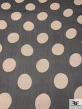 Polka Dot Printed Slightly Crinkled Silk Chiffon - Light Beige / Black