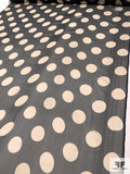 Polka Dot Printed Slightly Crinkled Silk Chiffon - Light Beige / Black