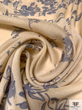 Floral Theme Printed Silk Georgette - Distressed Stucco / Steel Grey